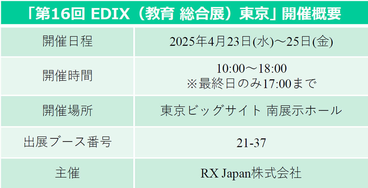「第16回EDIX（教育総合展）東京」開催概要